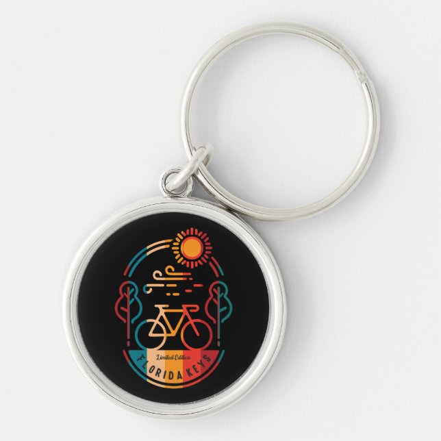 Retro Florida Keys Bike Trail. Keychain (Front)