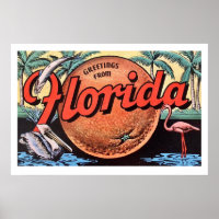 Retro Florida Orange Poster Imprimer