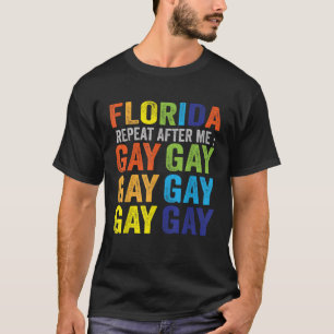 Retro Florida Repeat Gay Rainbow LGBTQ Gay Pride D T-Shirt