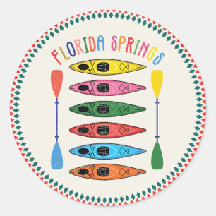 Retro Florida Springs Kayaking Classic Round Sticker