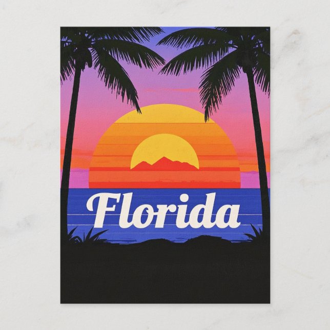 retro Florida Sunset Vibes: A Tropical Paradise Postcard (Front)