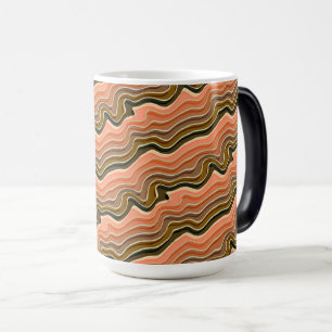 Retro Flow Ceramic Mug Earthy Wavy Pattern