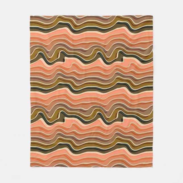 Retro Flow Cozy with Wavy Stripes Fleece Blanket (Front)