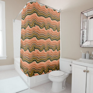 Retro Flow Earthy Wavy Shower Curtain