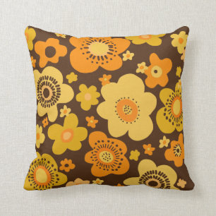 retro flower 60s 70s pattern pillow