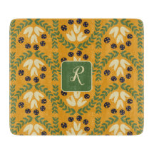 Retro flower and Leaf Monogram Cutting Board
