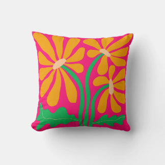 Retro Flower BOHO Throw Pillow