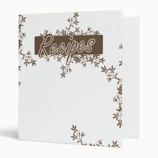 Retro Flower Border Recipes Binder - Brown