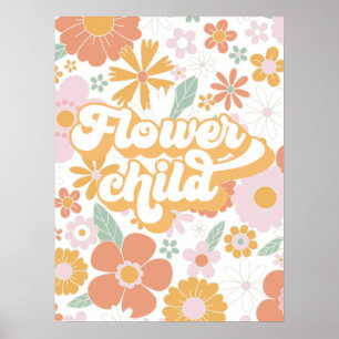 Retro Flower Child floral Poster