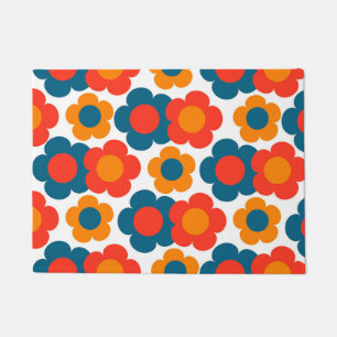 Retro Flower Colourful Abstract Boho Entry Doormat