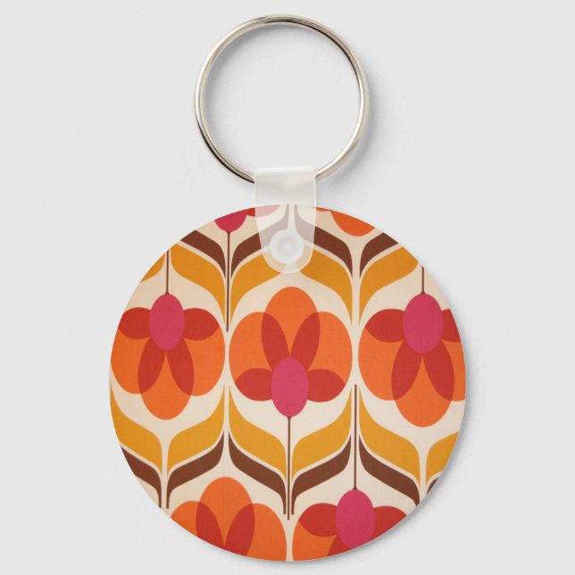 Retro Flower Design Keychain (Front)