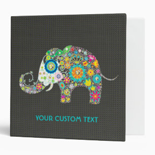 Retro Flower Elephant Black Diamond Texture Binder