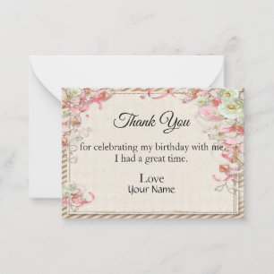 Retro Flower Frame For Thank You Card