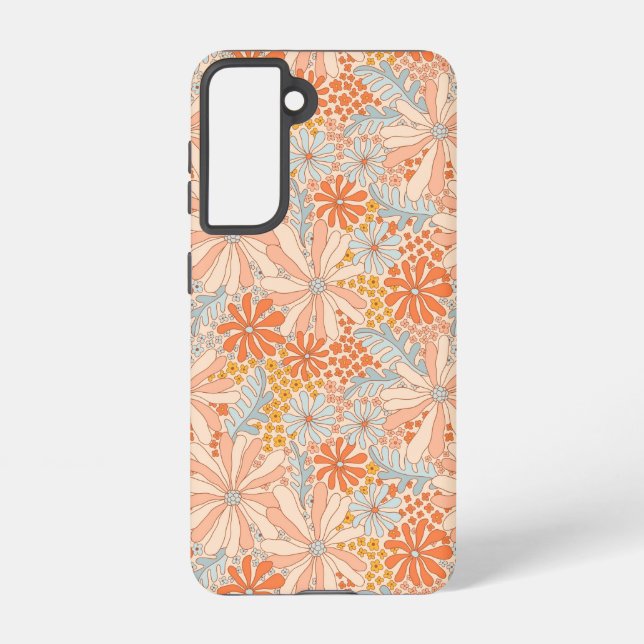 Retro Flower Garden Pattern Samsung Galaxy S21 Case (Back)
