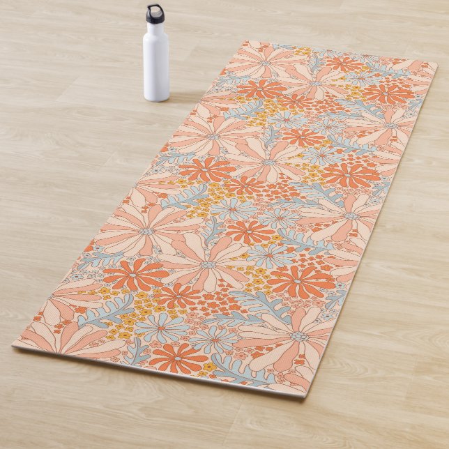 Retro Flower Garden Pattern Yoga Mat (In Situ)