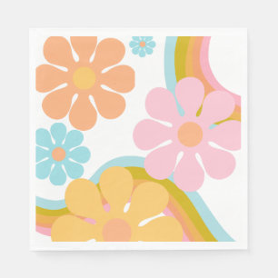 Retro Flower Groovy Hippie 60s Birthday Napkin