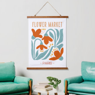 Retro Flower Market Paris Wall Tapestry 