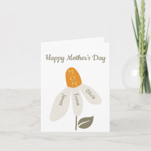 Retro Flower Mom,Kids Names,mother,Custom Petals Holiday Card