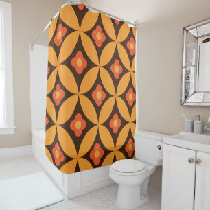 Retro flower on mid century orange circles