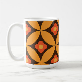 Retro Flower on Mid Century Orange Circles Coffee Mug