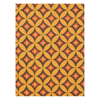 Retro Flower on Mid Century Orange Circles  Tablecloth