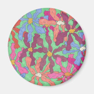 Retro Flower Pattern Boho Design Magnet