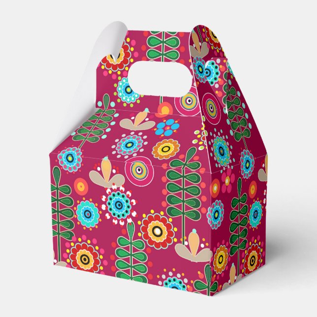 Retro, flower pattern favor box (Back Side)
