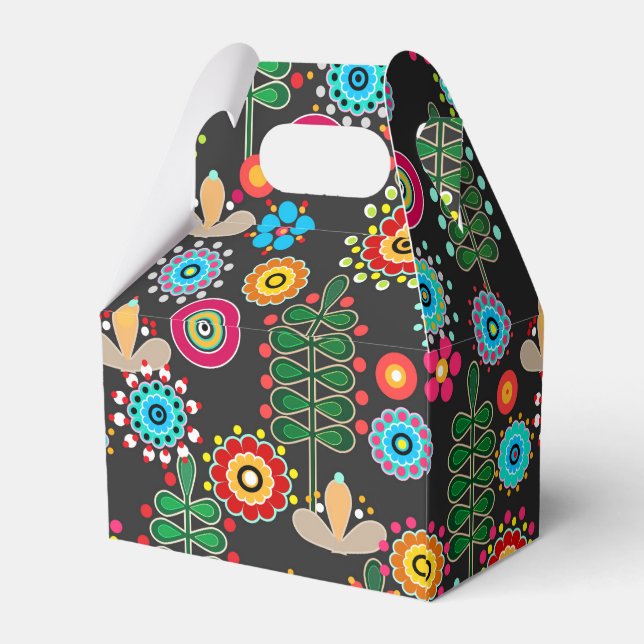 Retro, flower pattern favor box (Back Side)