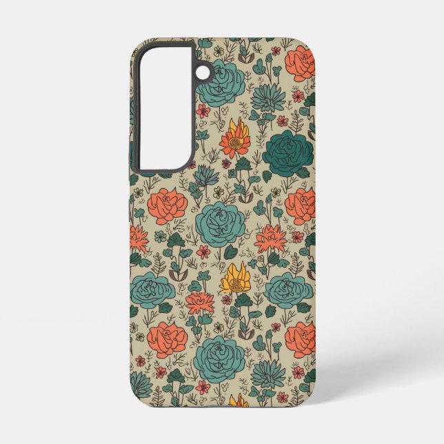 Retro Flower Pattern Galaxy S22 Case (Back)
