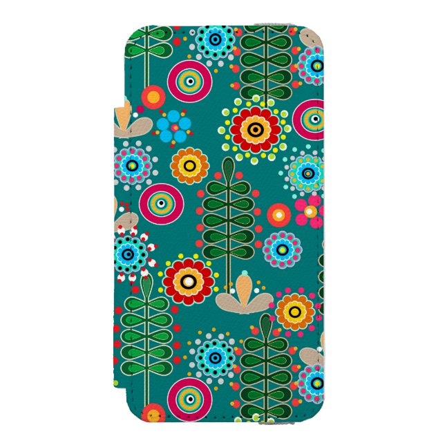 Retro, flower pattern incipio iPhone wallet case (Folio Front)