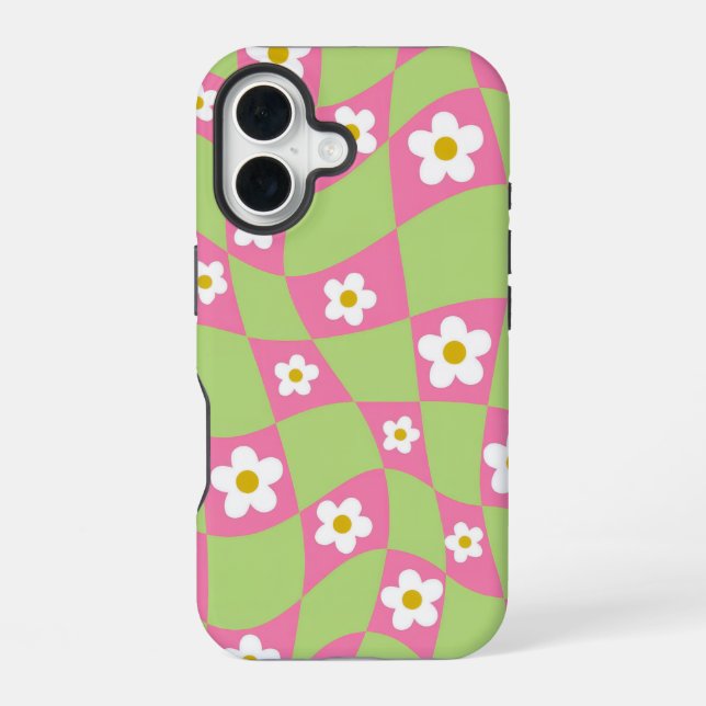 Retro Flower Pattern iPhone 16 Case (Back)