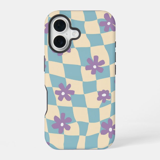 Retro Flower Pattern iPhone 16 Case (Back)