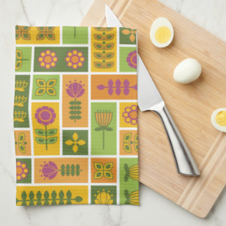 Retro Flower Pattern Kitchen Towel