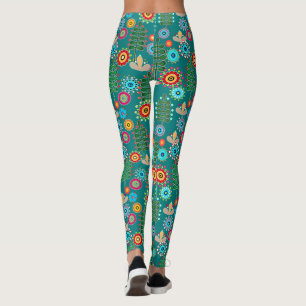 Retro, flower pattern leggings