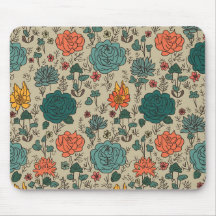 Retro Flower Pattern Mouse Pad