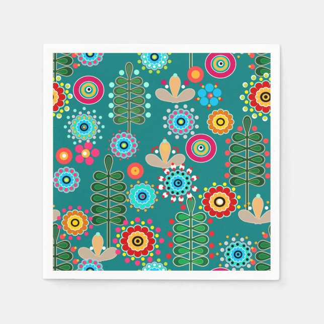Retro, flower pattern napkin (Front)