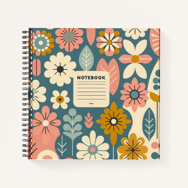 Retro flower pattern spiral note book (Front)
