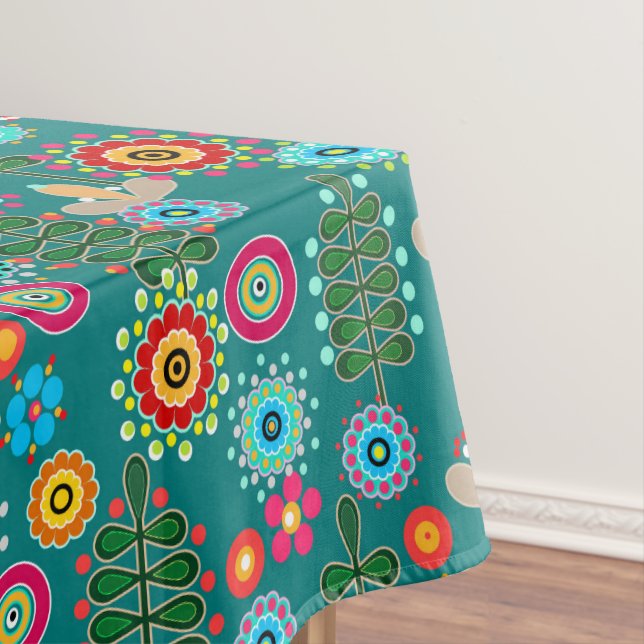 Retro, flower pattern tablecloth (In Situ)