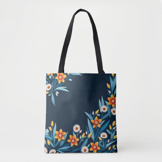 Retro Flower pattern Tote Bag (Front)