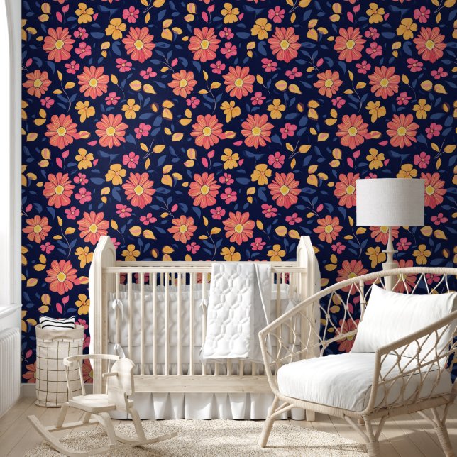 Retro Flower Pattern Wallpaper (Kids)