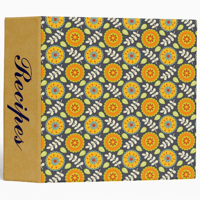 Retro Flower Photo/Recipe Custom Binder (Front/Spine)
