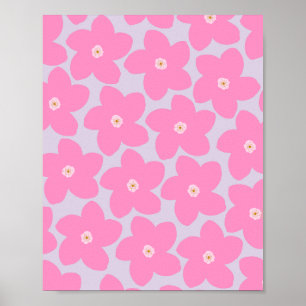 Retro Flower Pink And Purple Poster
