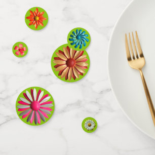 Retro Flower Pins - Green Spring Summer Garden Confetti