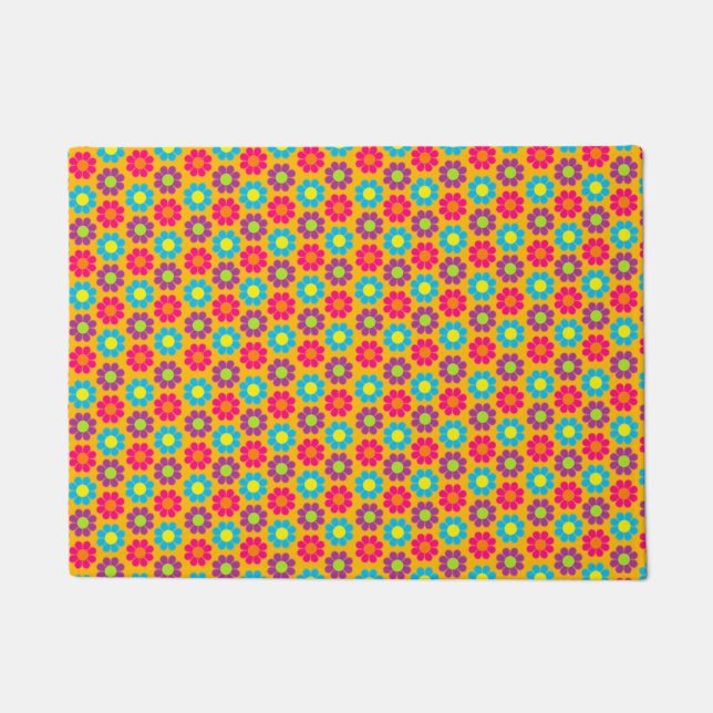 Retro Flower Power Doormat (Front)