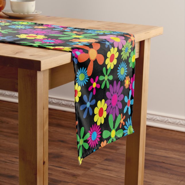 Retro Flower Power Short Table Runner (In Situ)