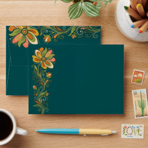 Retro Flower Power Tendrils Border 1 Envelope