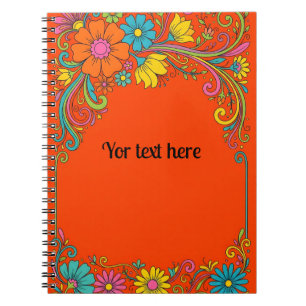 Retro Flower Power Tendrils - Label Frame 1 Notebook
