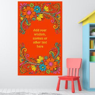 Retro Flower Power Tendrils - Label Frame 1 Poster