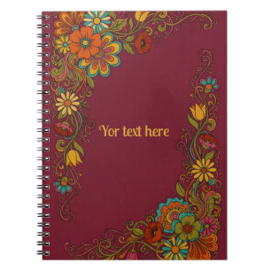 Retro Flower Power Tendrils - Label Frame 8 Notebook