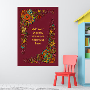 Retro Flower Power Tendrils - Label Frame 8 Poster